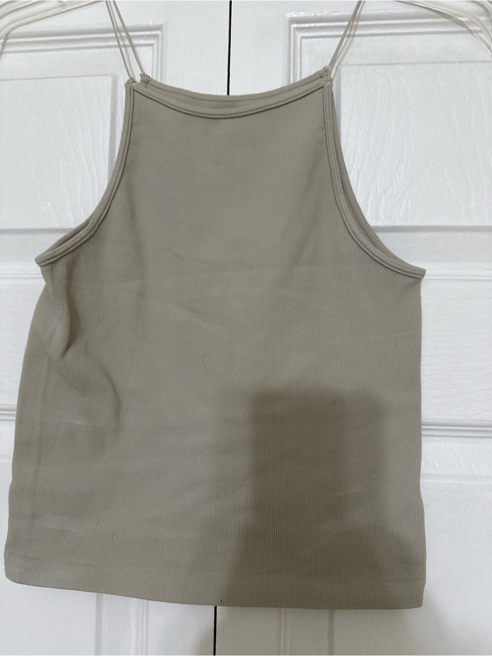 Poof! Ribbed High-Neck Camisole in Light Taupe